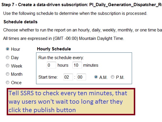Specify the schedule publish frequency in Sharepoint