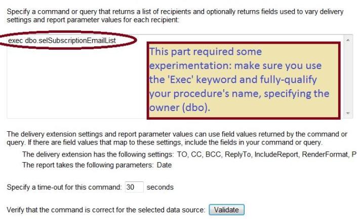 Specify stored procedure in Sharepoint