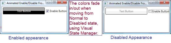 Screen shot showing Enabled and Disabledabled States